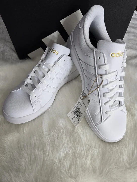 Adidas Ground Court 2.0 White Gold Metallic Sneakers For Womens New✨️ - Picture 1 of 8